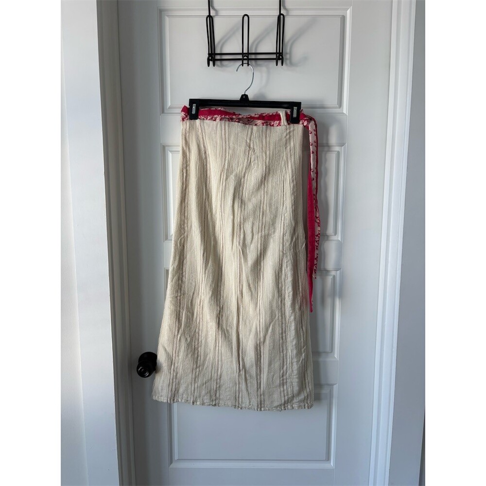 Free People 2 Piece Set Womens XS Ivory Red Print Halter Top Wrap Midi - Picture 7 of 8